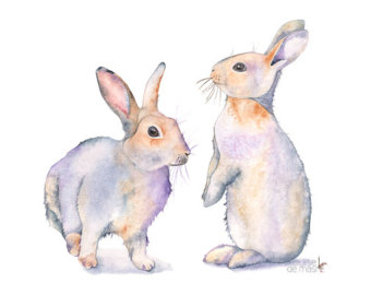 340x270 Rabbit Print Of Watercolour Painting 5 By 7 Size R26818 - Rabbit Painting