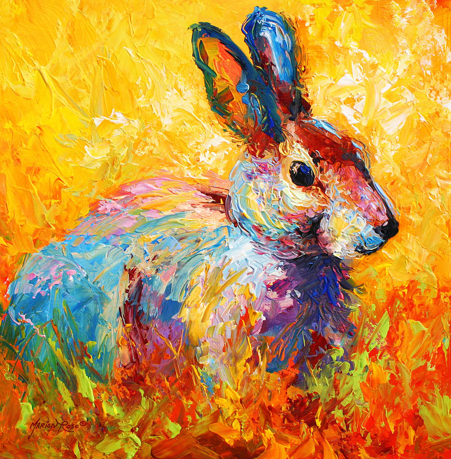 883x900 Forest Bunny Painting By Marion Rose - Rabbit Painting Images
