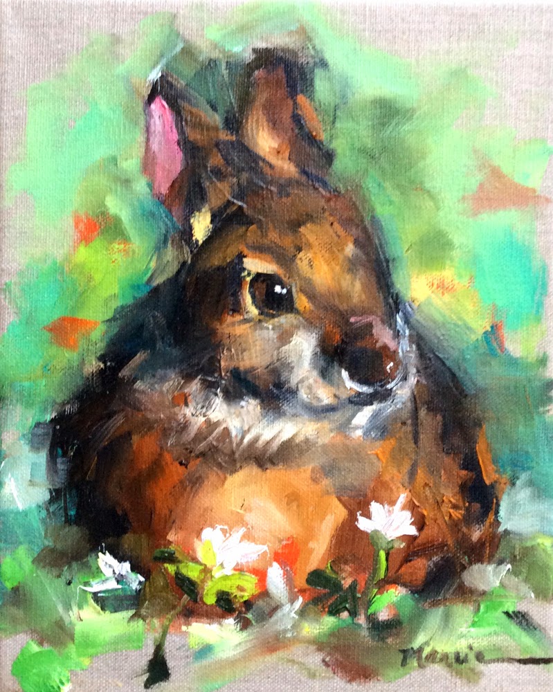 799x1000 Painting By The Lake Chocolate Bunny Rabbit - Rabbit Painting Images