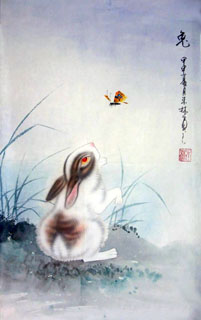 201x320 Chinese Rabbit Paintings, China Rabbit Art Scrolls, Pictures, Images - Rabbit Painting Images