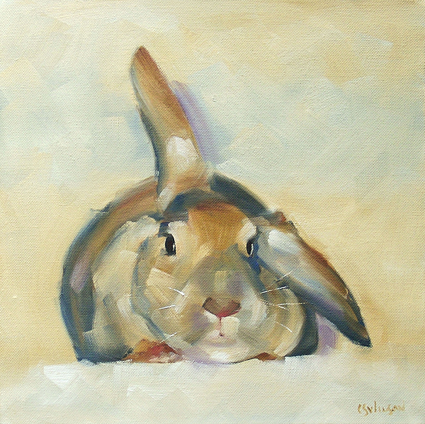 600x599 Debbie The Rabbit Painting By Cheryl Wilson - Rabbit Painting Images