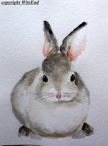 366x495 Bunny Watercolor Painting Grey Baby Rabbit Nursery Art Spring - Rabbit Watercolor Painting