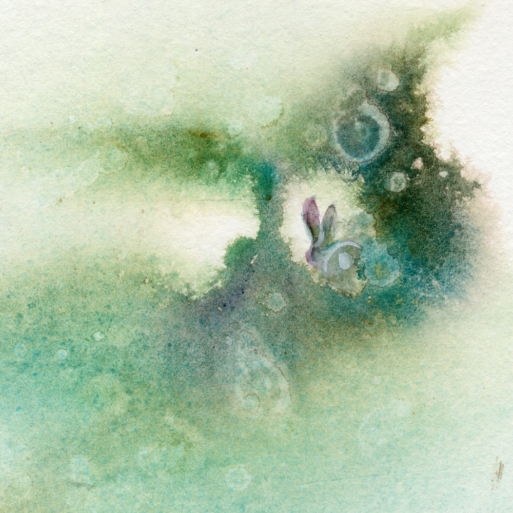 1000x1000 Follow The Rabbit (Original Watercolor Painting) - Rabbit Watercolor Painting