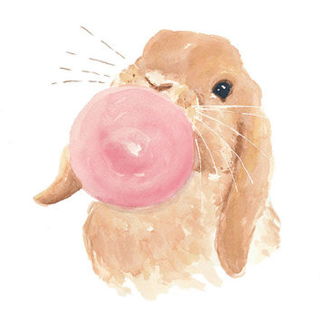 354x354 Shop Watercolor Rabbit Paintings On Wanelo - Rabbit Watercolor Painting