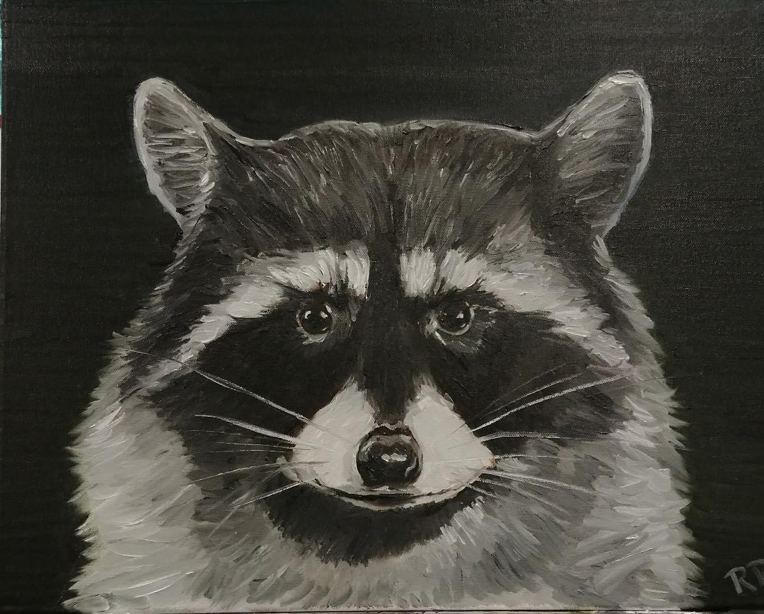 1080x869 Raccoon Painting Robert Rowe Art - Raccoon Painting