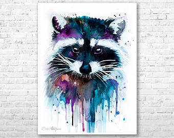 340x270 Raccoon Painting Etsy - Raccoon Painting