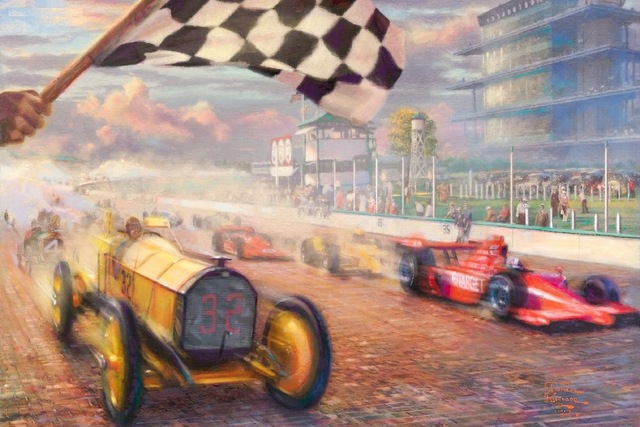 640x427 Diy Frame Thomas Kinka Racing Car Paintings Artwork Poster Fabric - Race Car Painting