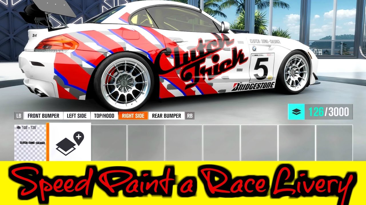 1280x720 Speed Painting A Race Car Livery [Forza Horizon 3] - Race Car Painting