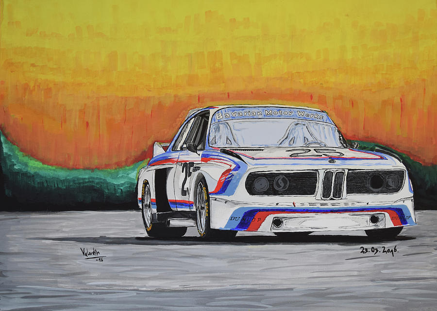 900x640 Bmw E9 Race Car Painting By Valentin Domovic - Race Car Painting