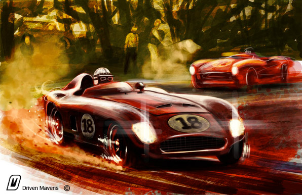 596x386 Classic Race Car Painting By Arvind Ramkrishna - Race Car Painting