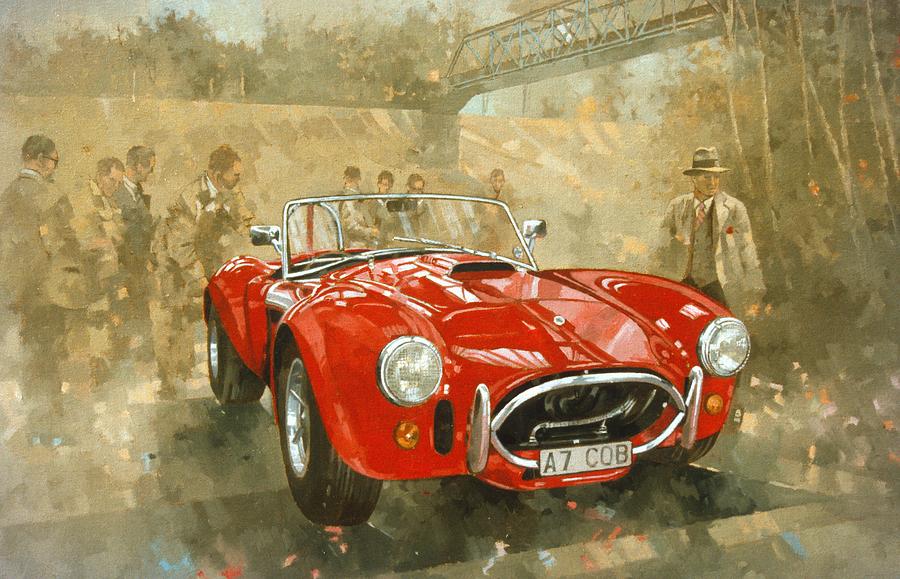 900x579 Cobra At Brooklands Painting By Peter Miller - Race Car Painting