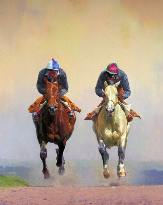 564x709 High Expectations, Limited Edition Horse Racing Print By British - Race Horse Oil Painting Artists