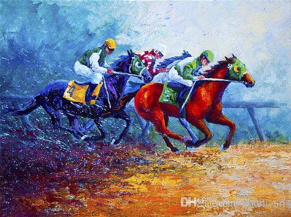 600x447 2018 Giclee Animal Horse Racing Oil Painting Arts And Canvas Wall - Race Horse Oil Painting Artists
