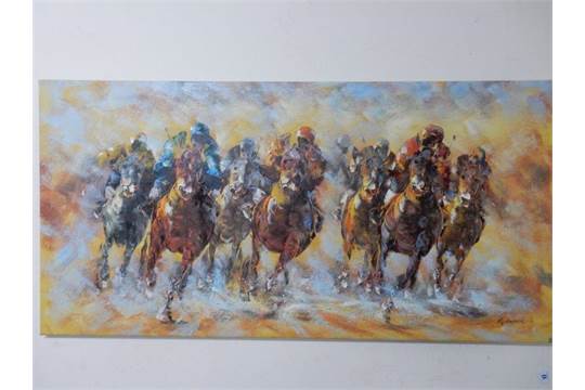 540x360 M. Harold. A Signed Oil On Canvas - Race Horse Oil Painting Artists