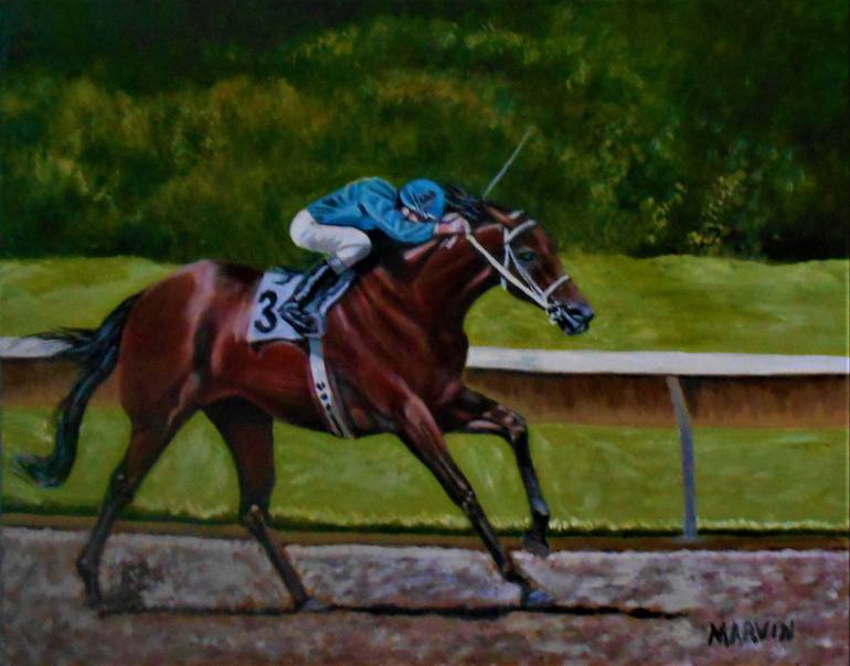 770x604 Saatchi Art Troiano Original Racing Horse Oil Painting By Marvin - Race Horse Oil Painting Artists