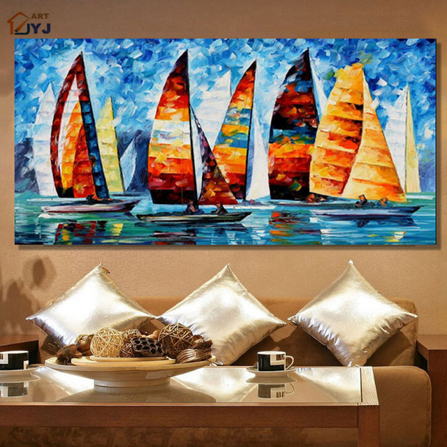 640x640 Jyj Art Thick Texture Yacht Race 100% Hand Painted Modern Abstract - Race Painting