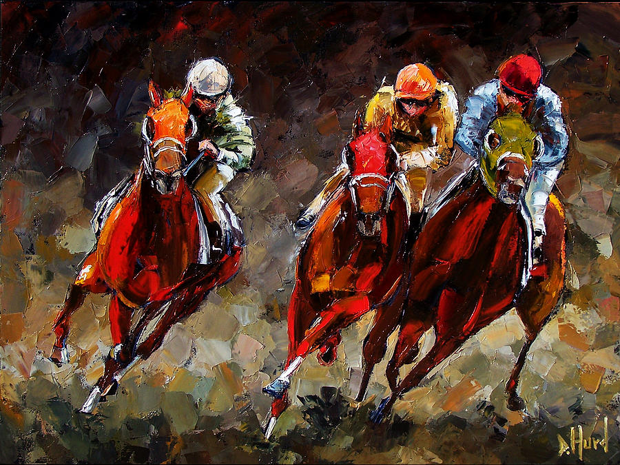 900x675 Opening Day Painting By Debra Hurd - Race Painting