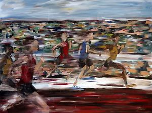 300x224 Prophetic Art Running The Race Track Runners Acrylic Painting - Race Painting