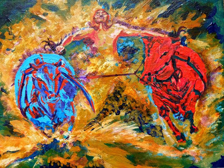 770x578 Saatchi Art Bull Race Painting - Race Painting
