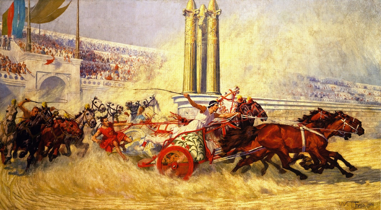 1280x705 The Chariot Race From Ben Hur Painting William Trego Oil Paintings - Race Painting