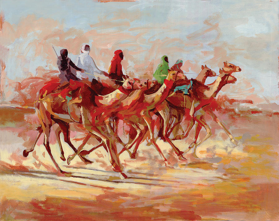 900x713 Camel Race Painting By Art Tantra - Race Painting