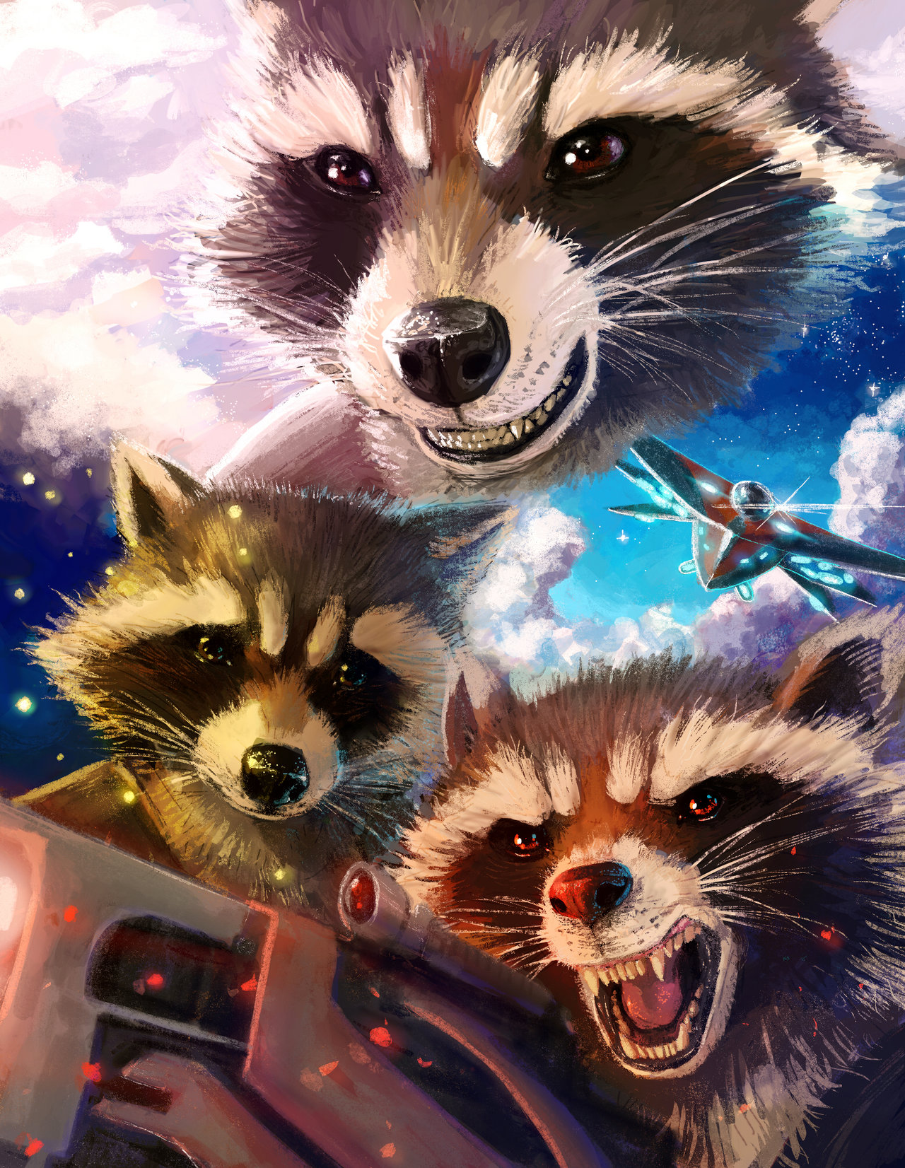 1280x1652 Rocket Raccoon Montage By Soihtuss - Racoon Painting