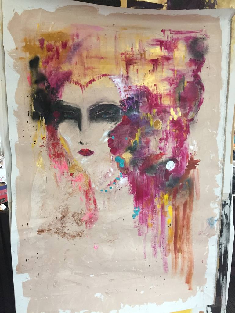 770x1027 Saatchi Art Pink Lady Painting By Saghar Rad - Rad Painting