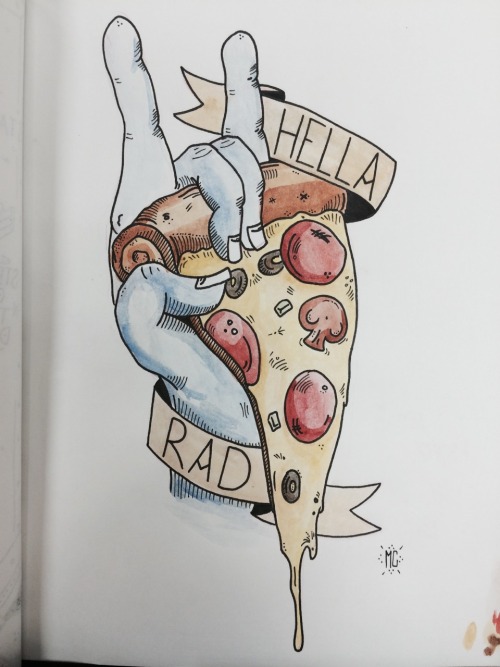 500x667 Me Art Painting My Art Pop Punk Watercolor Pizza Rad Hella Rad - Rad Painting