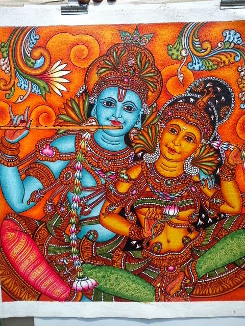 480x640 Radha Krishna - Radha Krishna Kerala Mural Painting