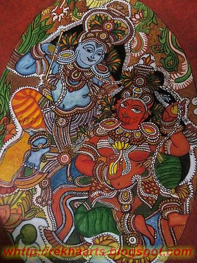 384x512 Arts And Crafts My Fisrt Kerala Mural Radha Krishna Mural - Radha Krishna Kerala Mural Painting