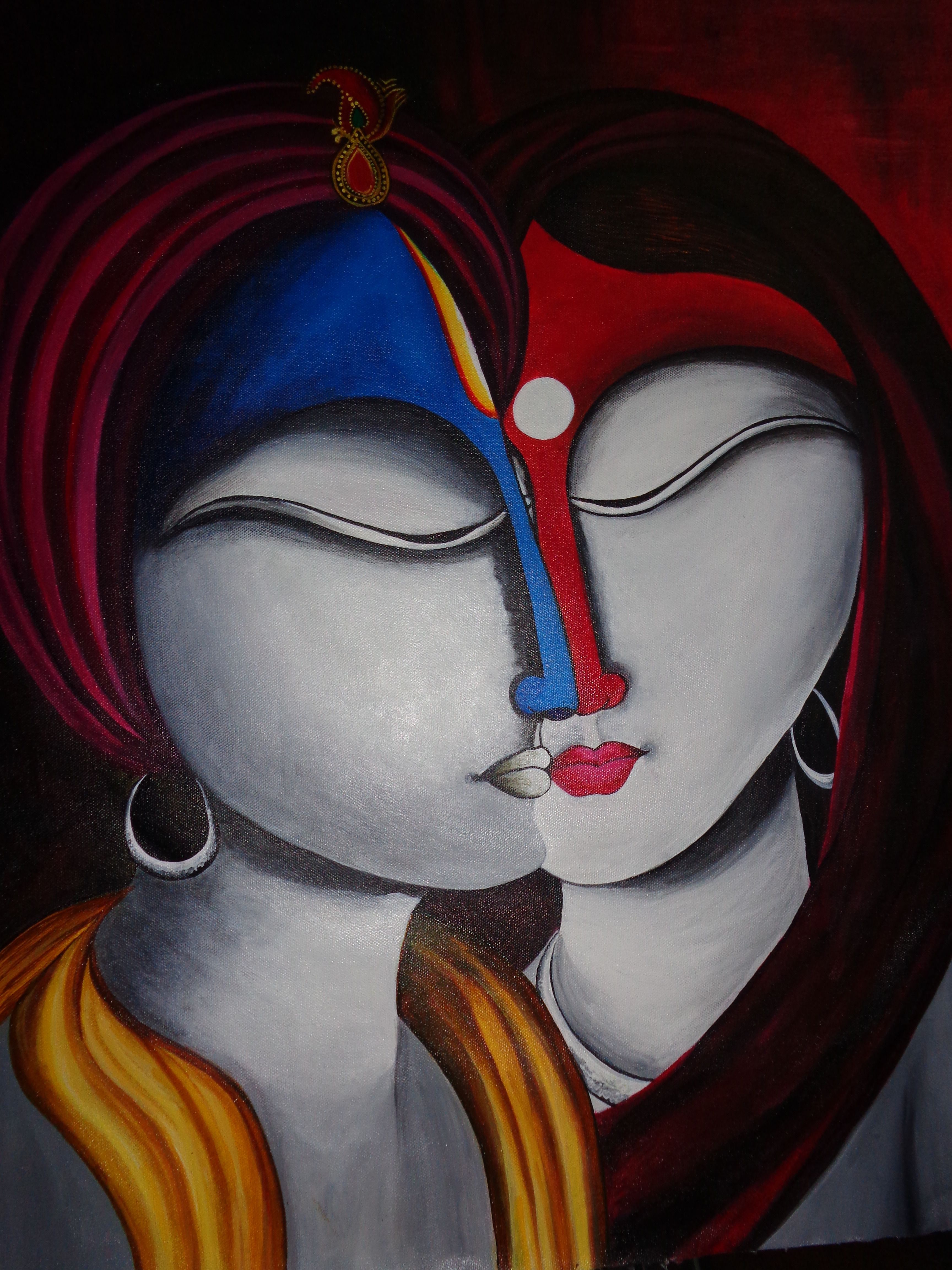 3456x4608 20 Modern Art Paintings Of Radha Krishna Modern Art - Radha Krishna Painting On Canvas
