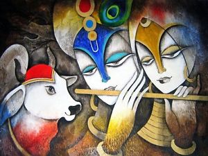 300x225 Asmi Collections Beautiful Radha Krishna Canvas Painting - Radha Krishna Painting On Canvas
