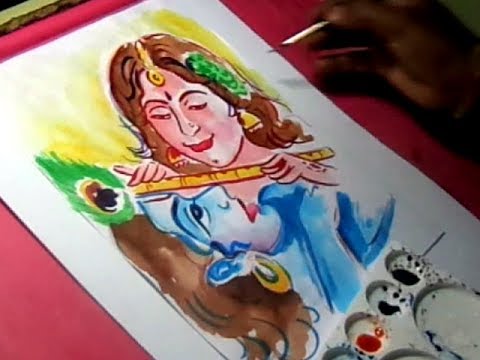 480x360 How To Draw Radha Krishna Painting With Watercolors - Radhe Krishna Painting