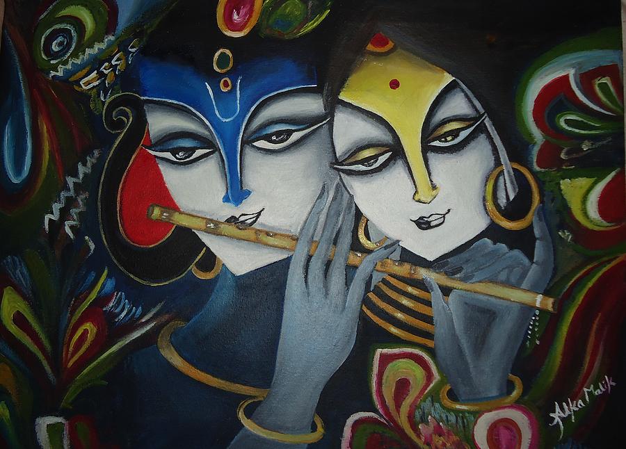 900x646 Radha Krishna Painting Alka Malik Radha Krishna Paintings Piasa - Radhe Krishna Painting