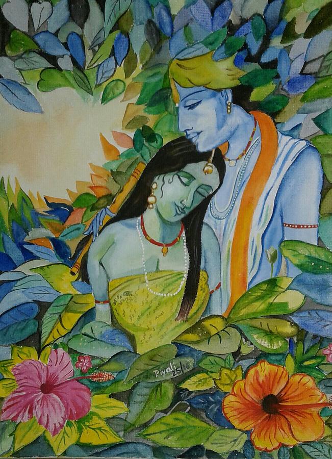 651x900 Radha Krishna Painting Painting By Piyali Mitra - Radhe Krishna Painting