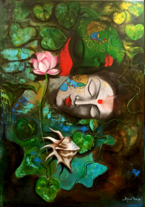 300x428 Top 30 Radha Krishna, Radhe, Krishna Love Original Artworks - Radhe Krishna Painting