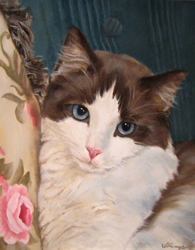 780x1000 Ragdoll Cat Portrait Custom Oil Painting Blue Eyes Painted - Ragdoll Cat Painting