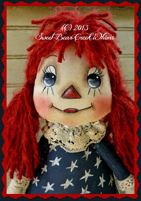 281x400 Sweet Bear Creek Whims Happenings Raggedy Annie ~ Face - Raggedy Ann Painting