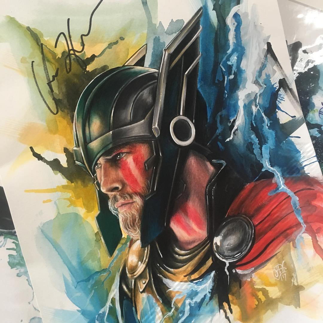 1080x1080 Thor Painting By Sam Ding - Ragnarok Painting