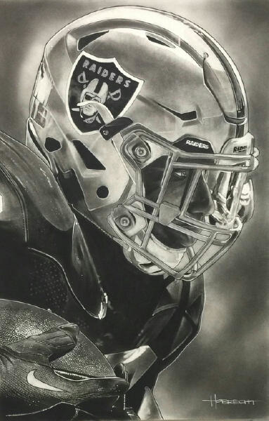 383x600 Oakland Raiders Helmet Artwork By Dave Hobrecht - Raiders Painting