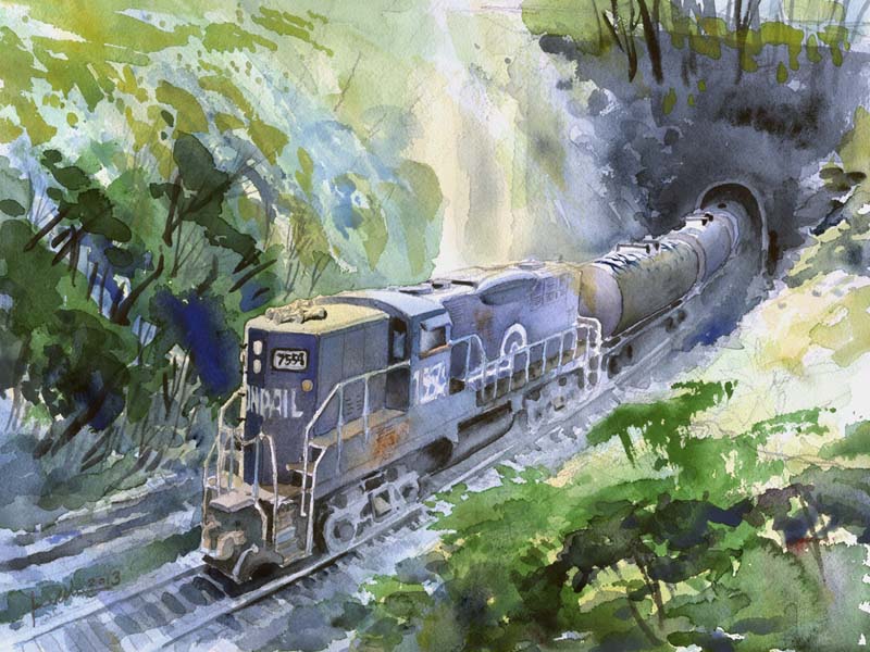 800x600 Railroad And Train Watercolor Paintings Amp Illustrations James - Railroad Painting