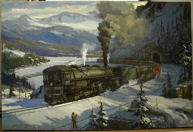 615x422 Train Paintings - Railroad Painting