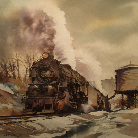 475x475 Collector Train Art Featuring Original Ted Rose Watercolors - Railroad Painting