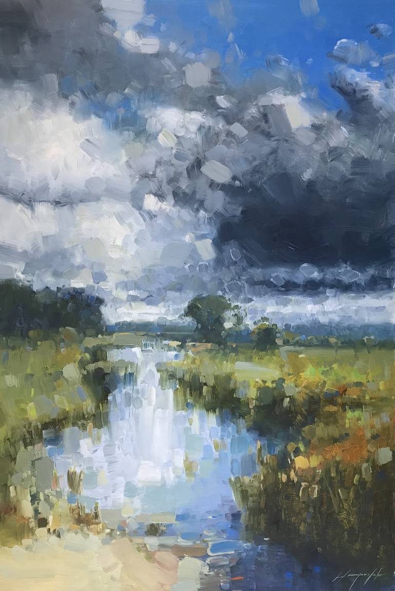 Rain Landscape Painting at PaintingValley.com | Explore collection of ...