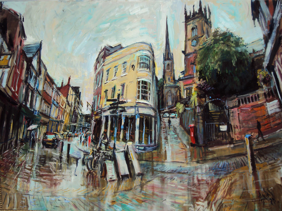 960x720 Oil Painting 26 Rainy Shrewsbury Rob Pointon - Rain Oil Painting
