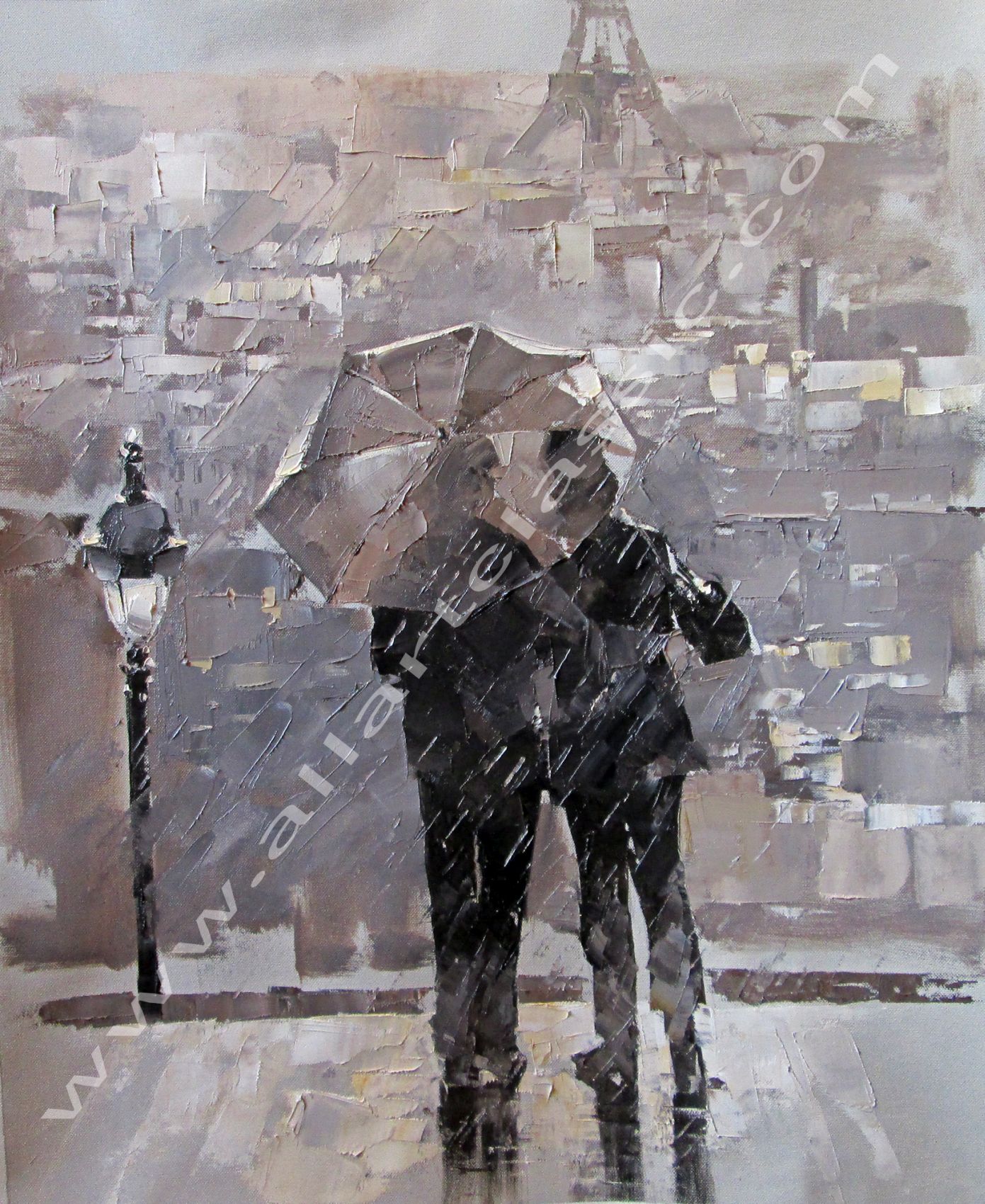 1391x1700 Art Reproductions And Original Oil Paintings Landscapes, Umbrella - Rain Oil Painting