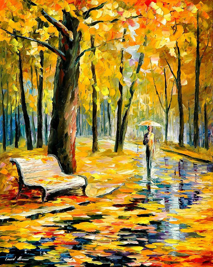716x900 Fall Rain - Rain Oil Painting