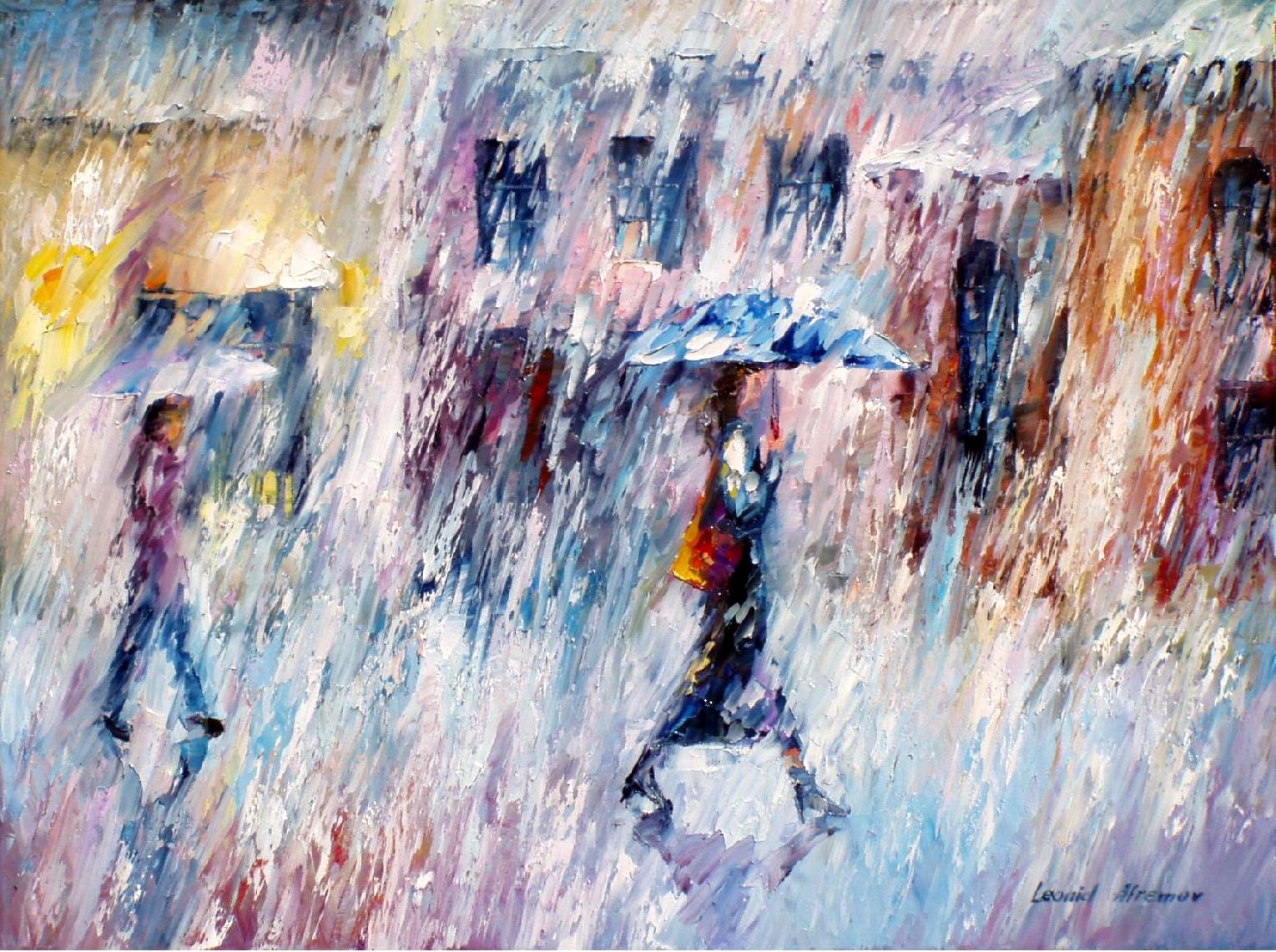 1529x1141 Leonid Afremov, Oil On Canvas, Palette Knife, Buy Original - Rain Painting