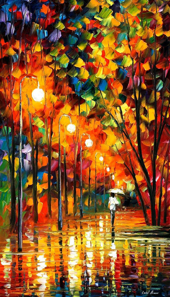 Rain Painting By Leonid Afremov at PaintingValley.com | Explore ...