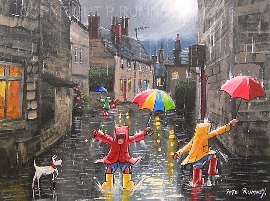 550x411 Pete Rumney Fine Art Buy Original Acrylic Oil Painting Kids - Rain Painting For Kids